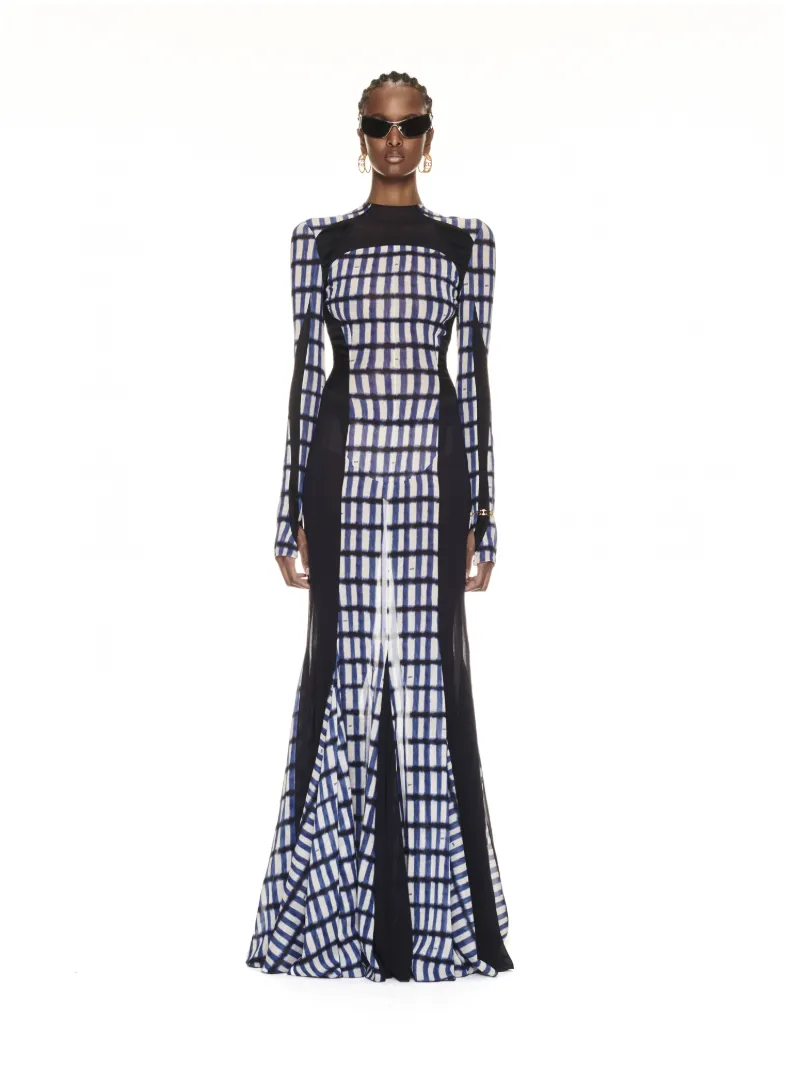 Shibori Geo Cycl Langes Kleid