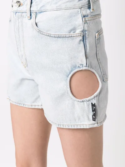 Off-White Shorts denim a vita alta blu | MODES