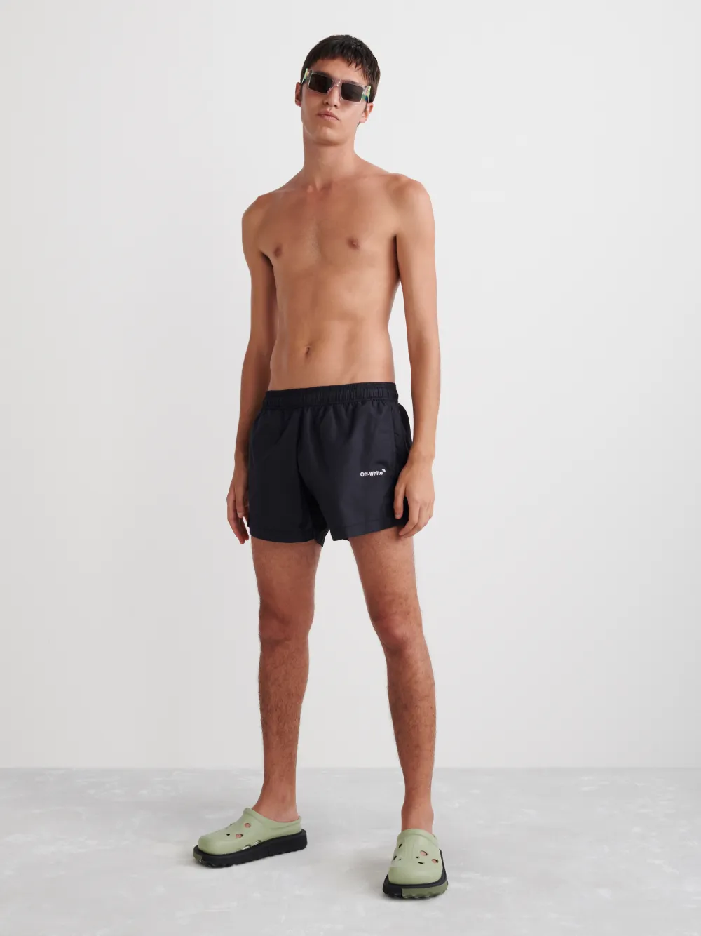 Off white black swim shorts on sale