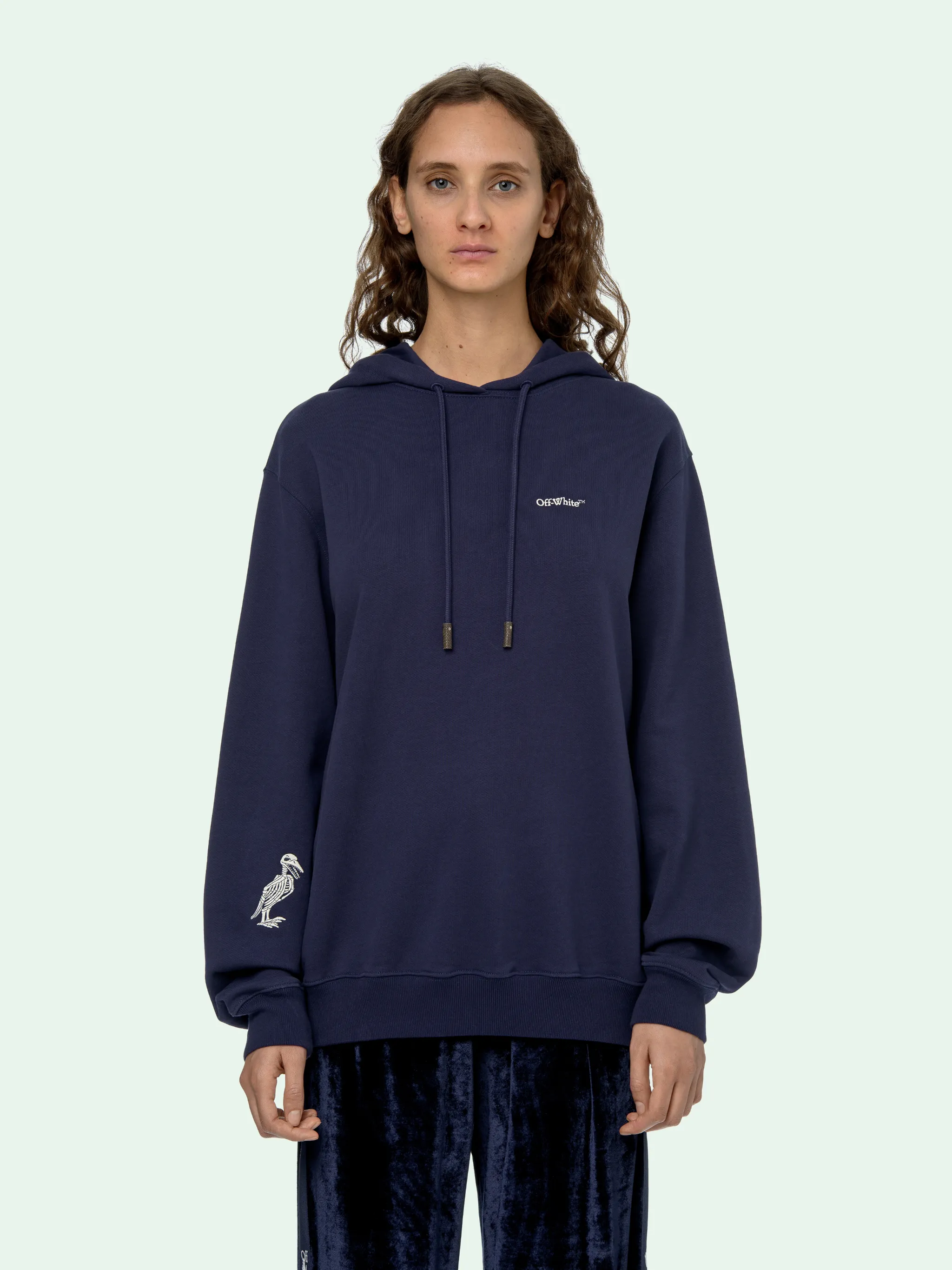 skeleton with blue hoodie