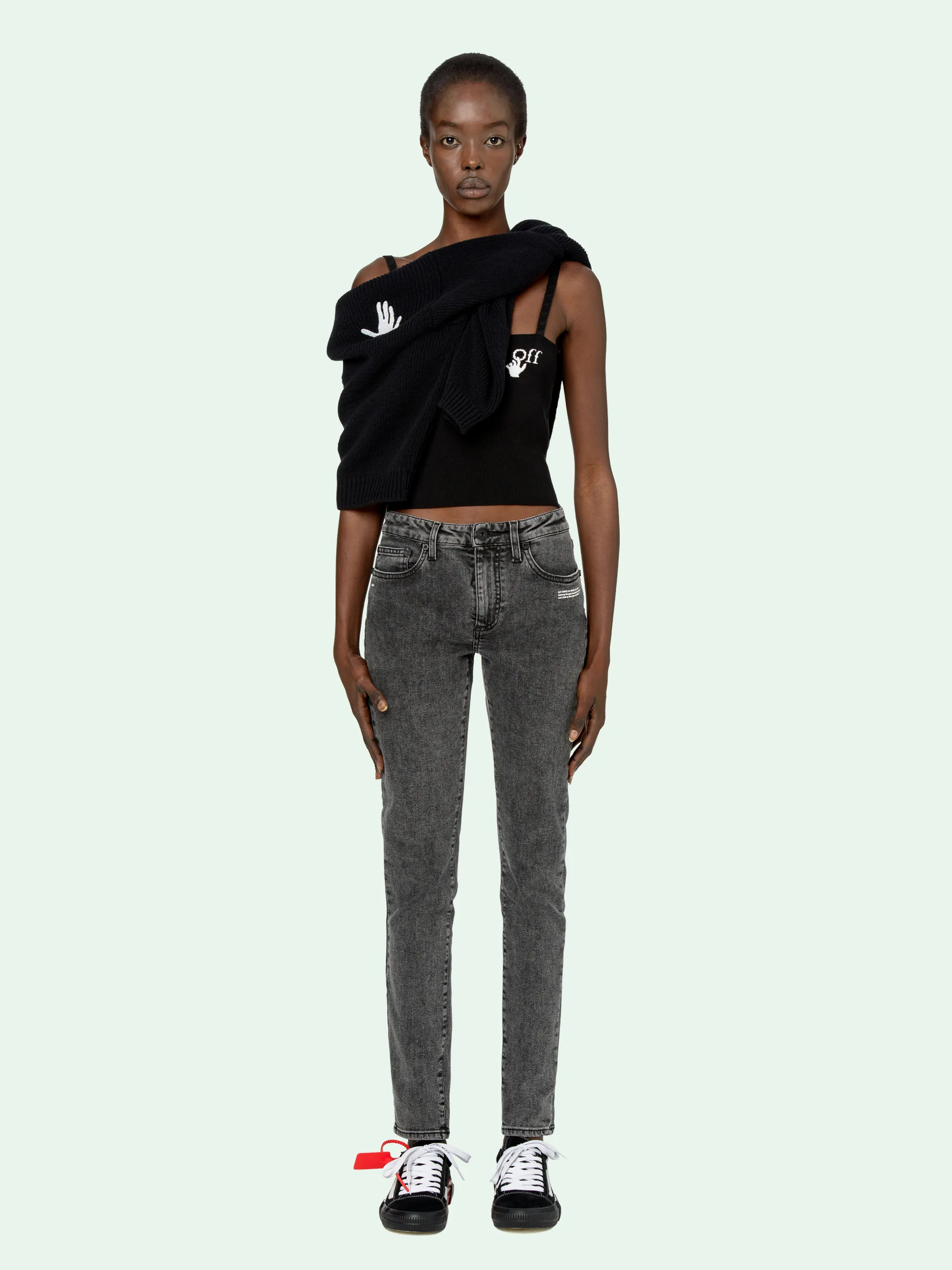 off white skinny pants