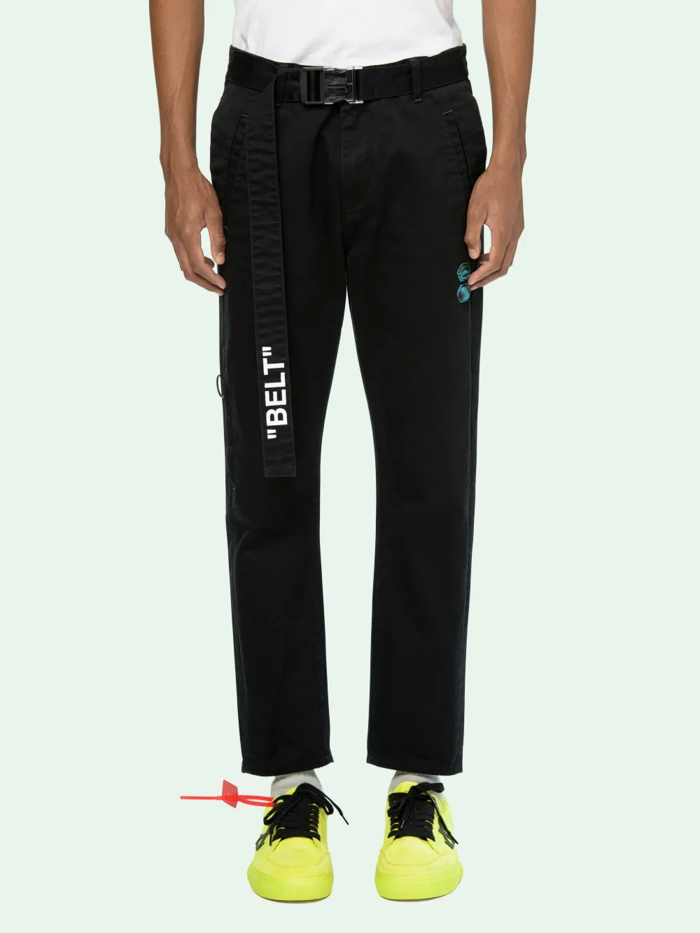 off white belt pants