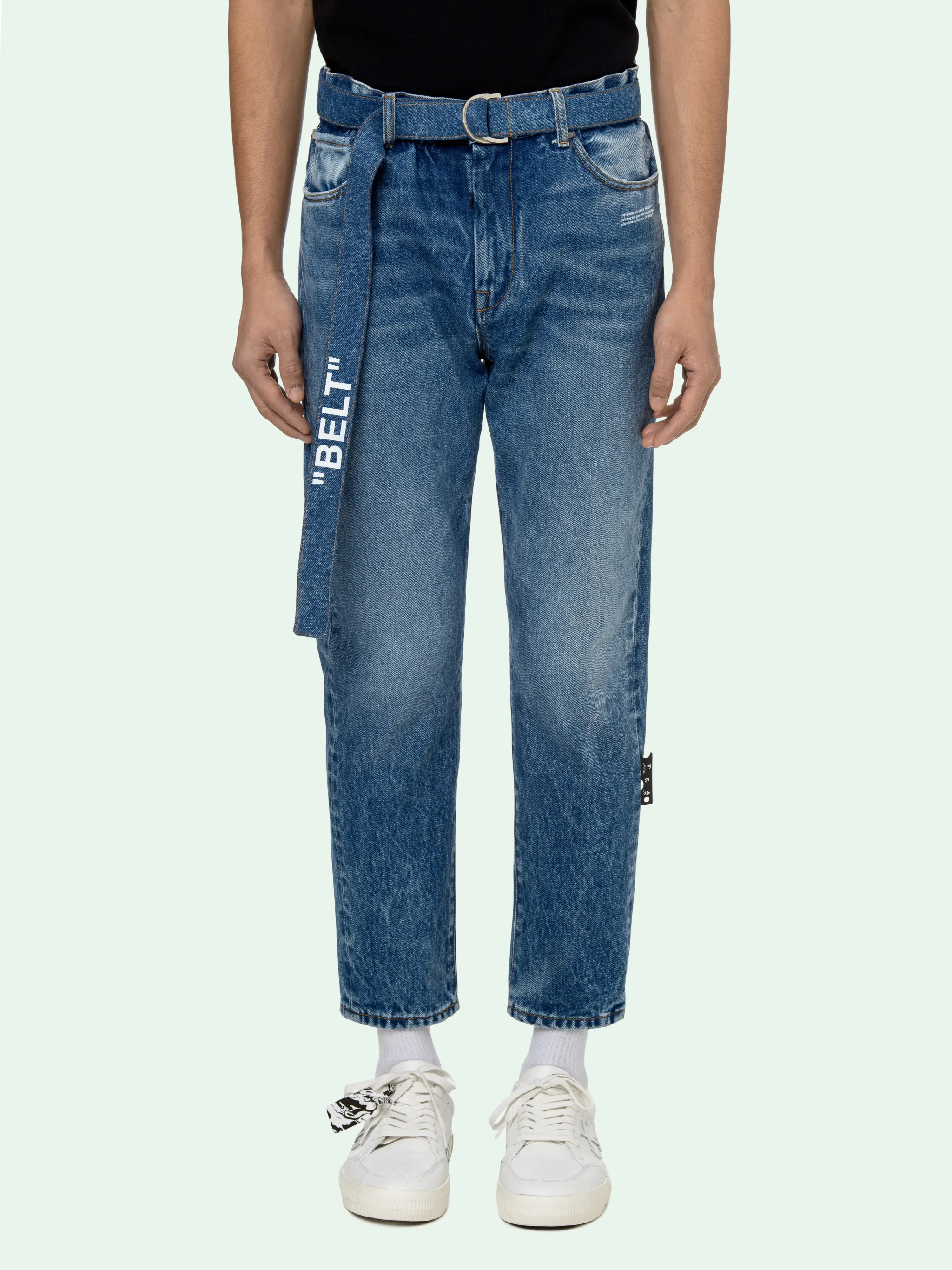 off white low crotch jeans