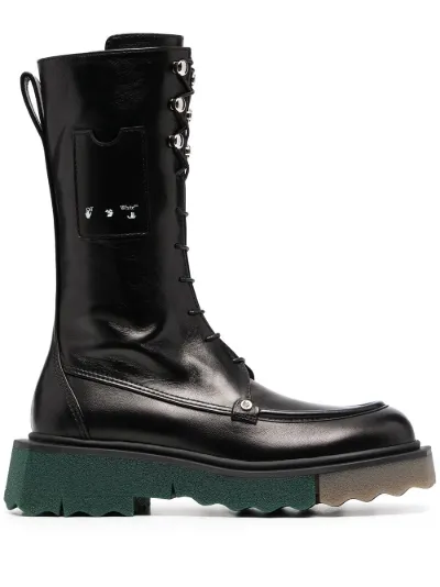 off white lace up boots