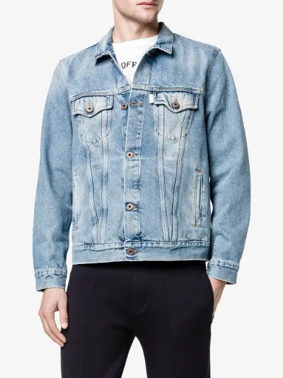off white denim jacket spray paint