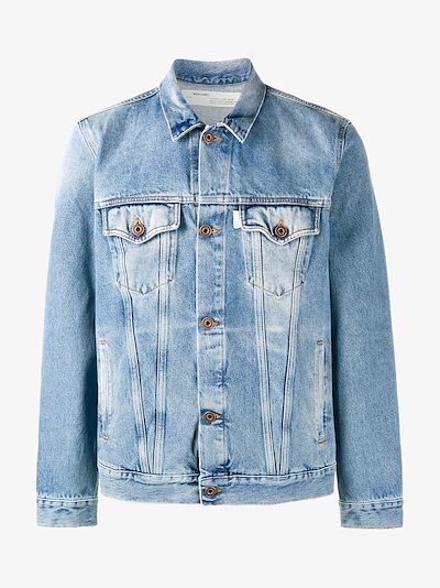 off white denim jacket spray paint