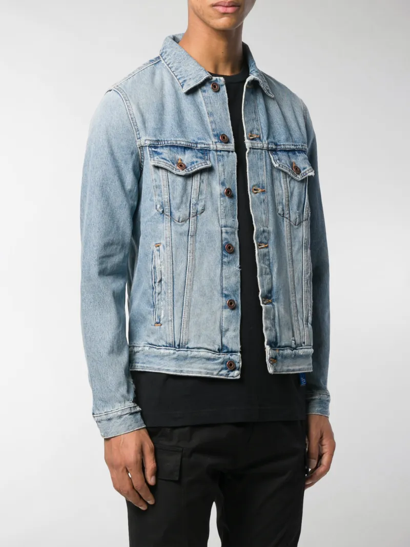 off white spray denim jacket