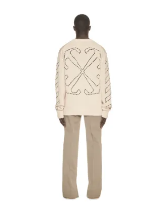 STITCH ARR DIAGS KNIT CREWNE BEIGE BLAC in neutrals | Off-White™ Official PN