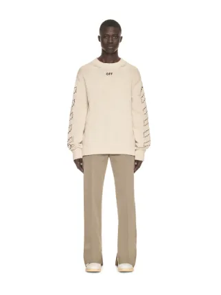 STITCH ARR DIAGS KNIT CREWNE BEIGE BLAC in neutrals | Off-White™ Official PN