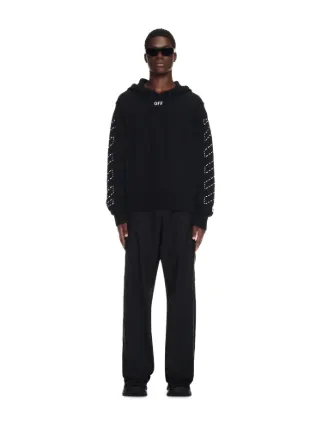STITCH ARR DIAGS KNIT HOODIE in black | Off-White™ Official US