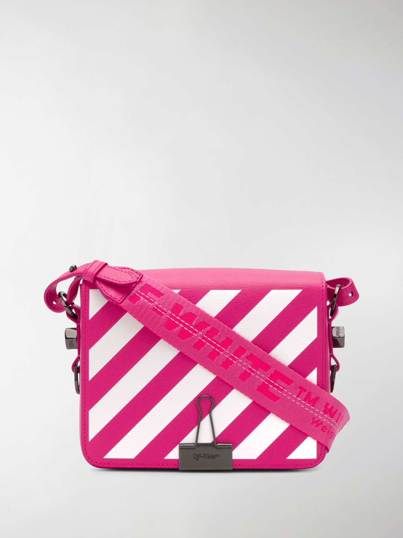 off white striped shoulder bag