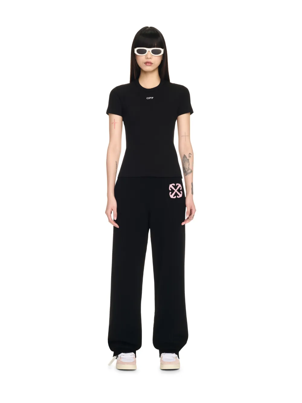 T-shirt a coste con logo Off
