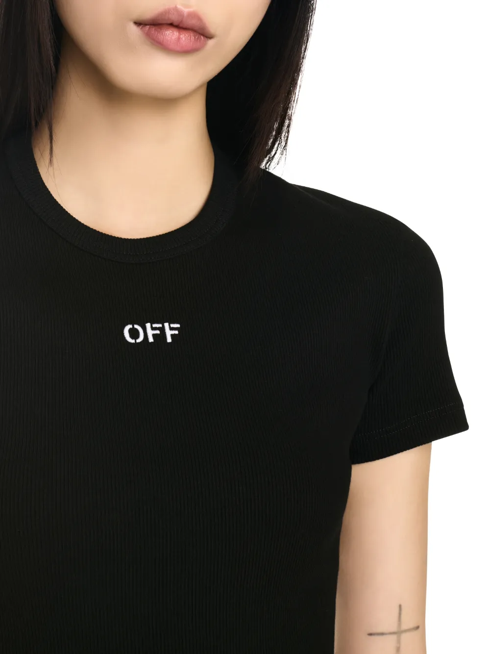 T-shirt a coste con logo Off