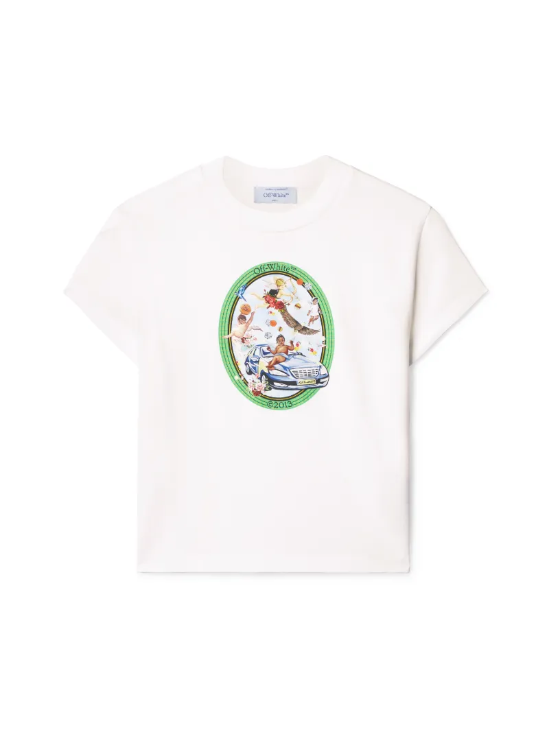 T-SHIRT BIANCA CON MOTIVO AFFRESCO OVALE