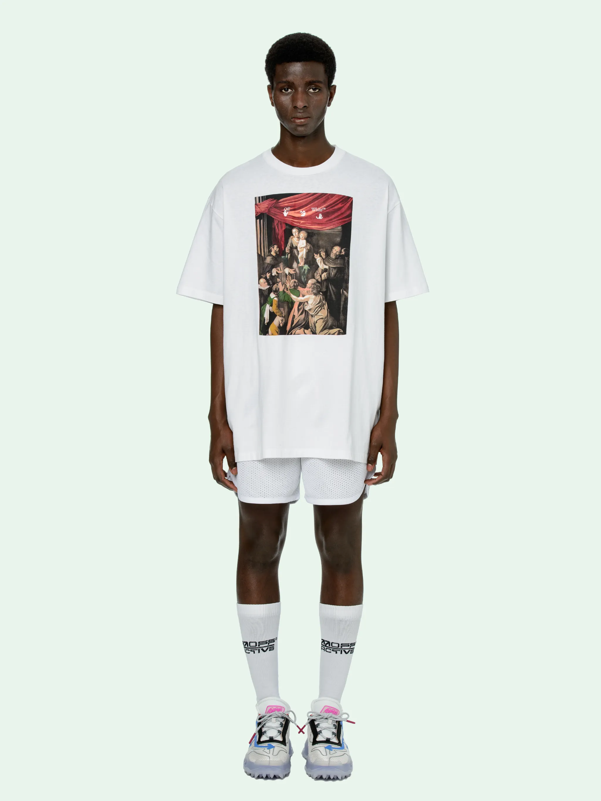 off white t shirt with strap