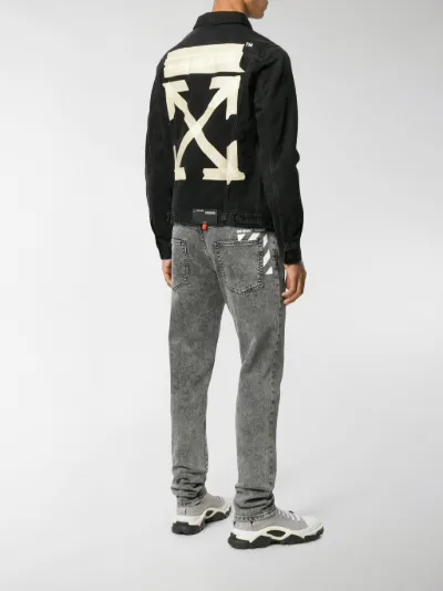 black printed denim jacket