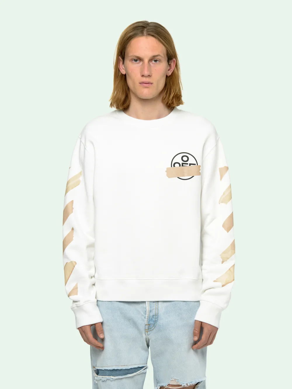 off white tape crewneck
