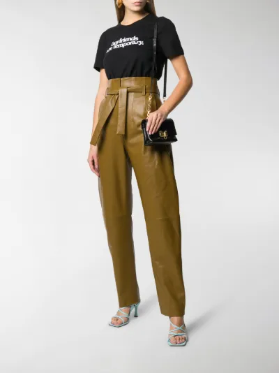 white high waisted tapered trousers