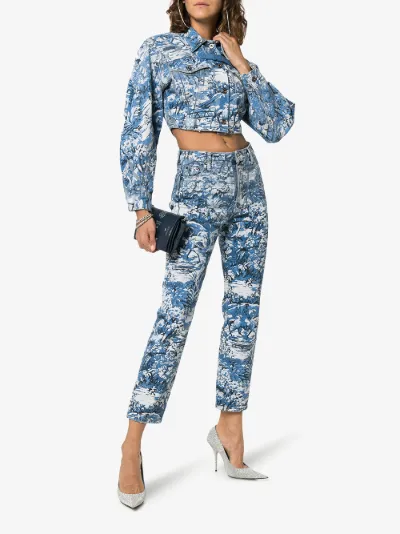 tapestry denim Off cropped jacketBrowns White UzVpqMS