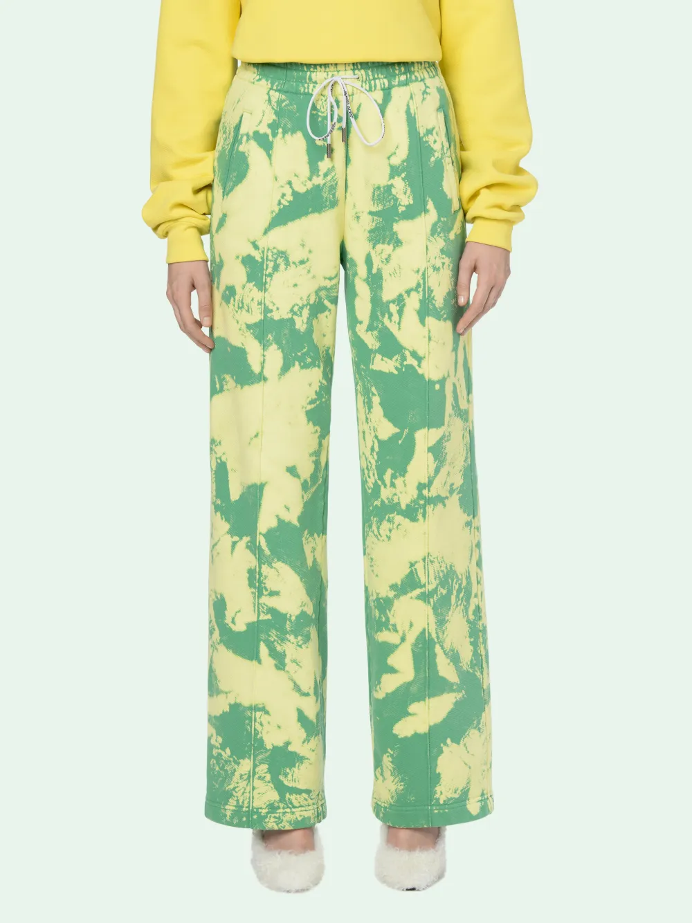 green and white track pants