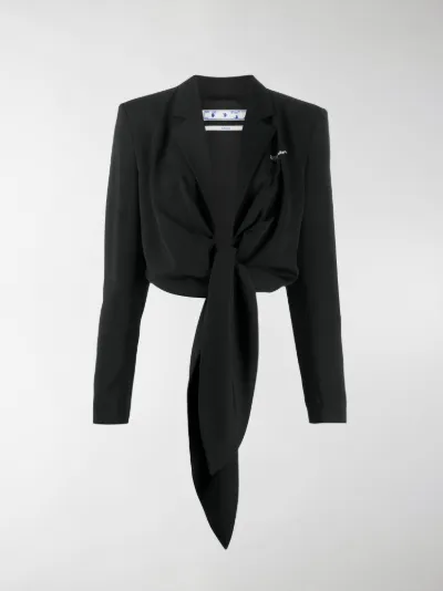white tie front blazer
