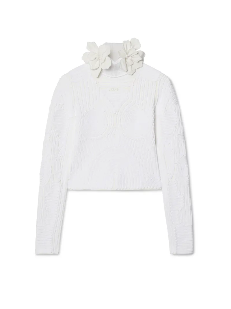 Top mit Wirbelmuster und Blumendetails