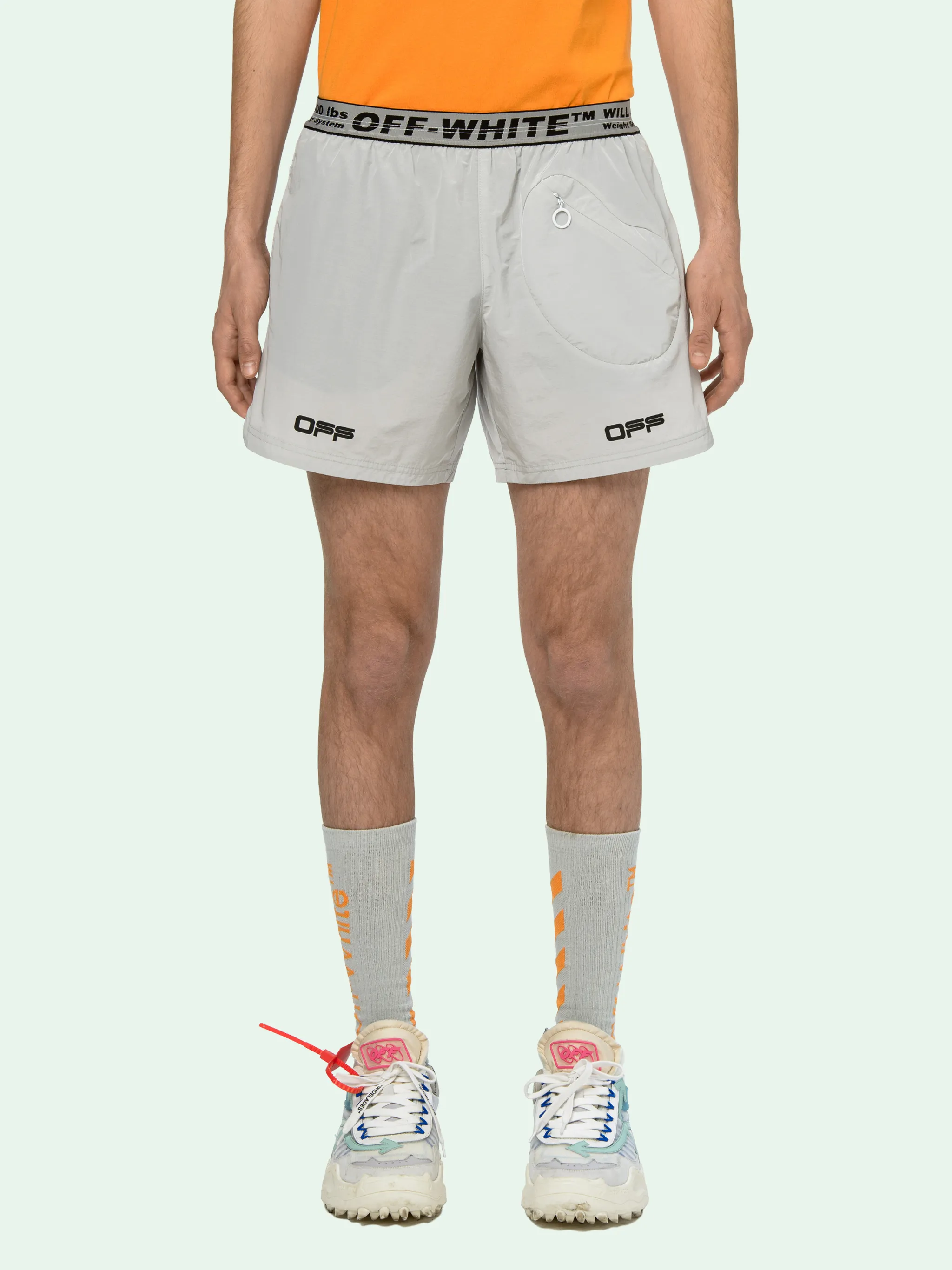 off white track shorts