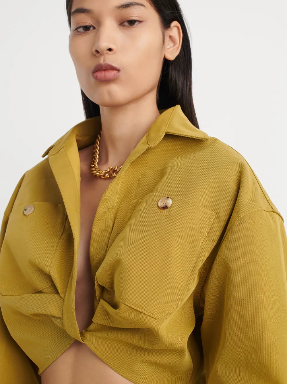 FRAME Cropped Twist Front Shirt main image 0