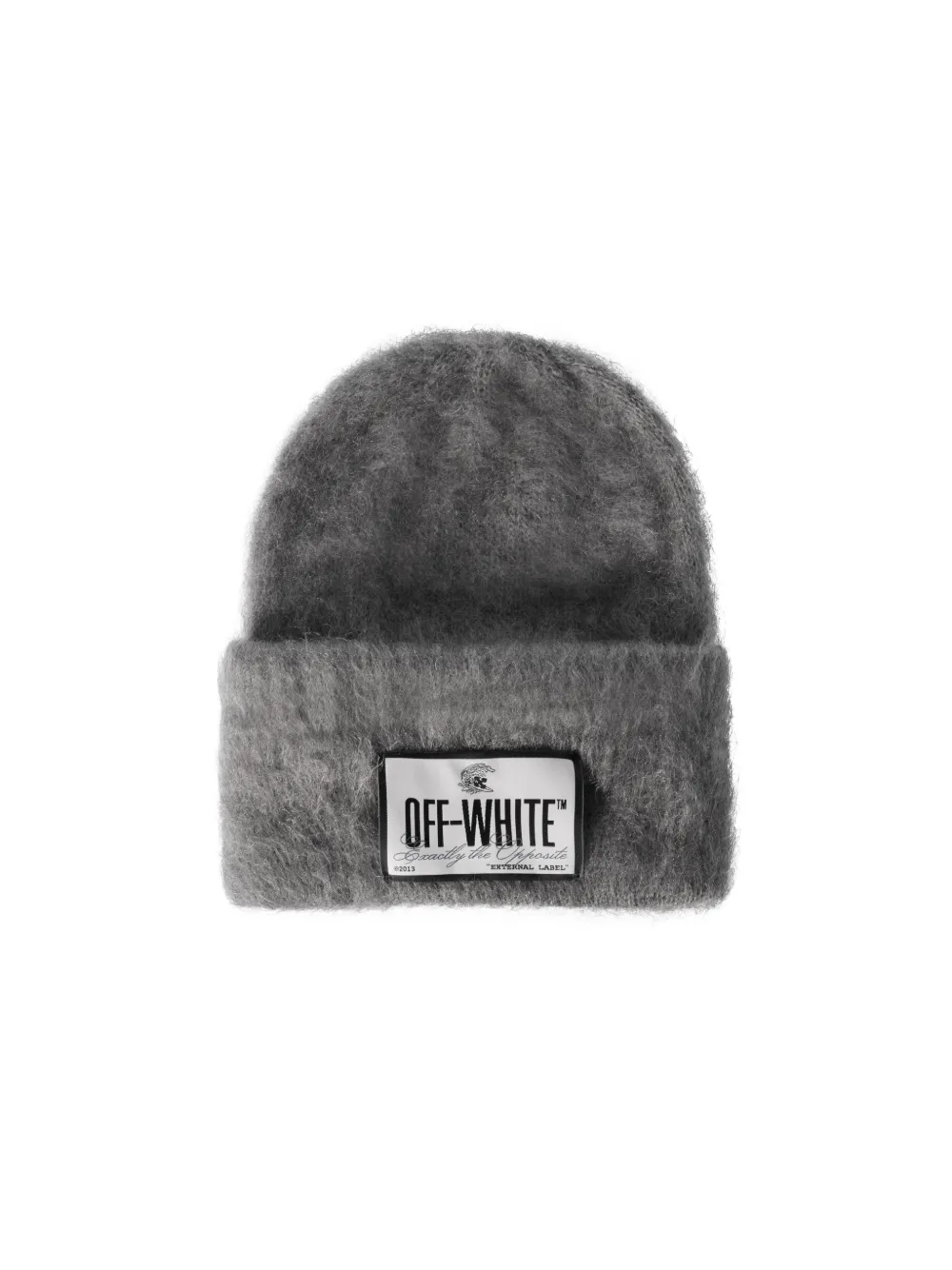 Wave Tag Mohair Beanie in grey Off White Official TW