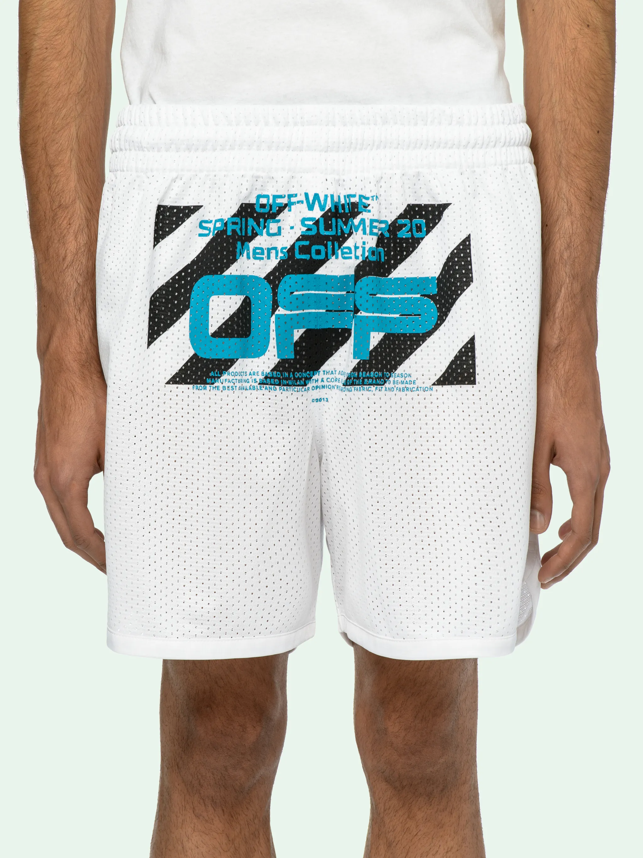 off white mesh shorts