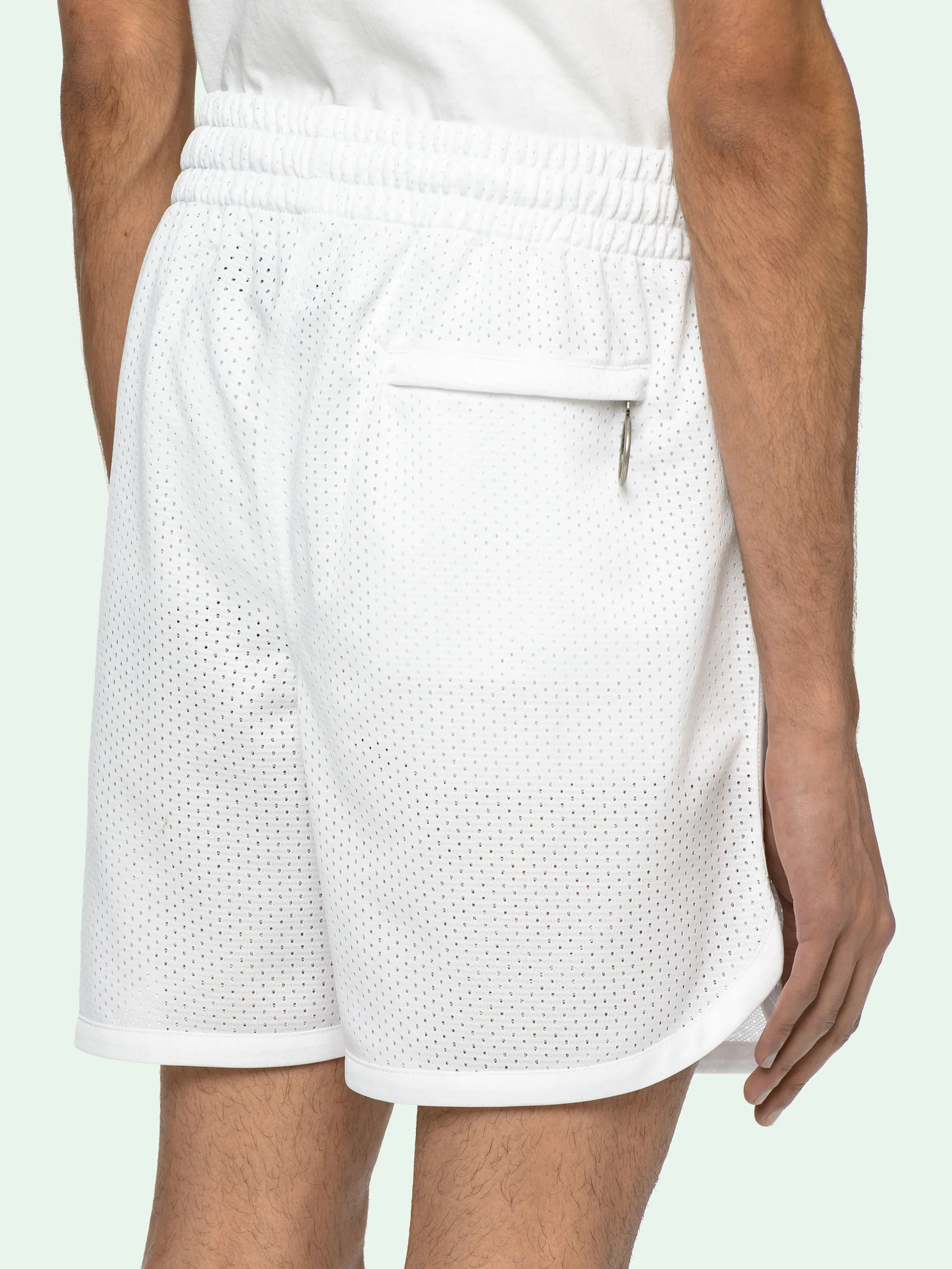 off white mesh shorts