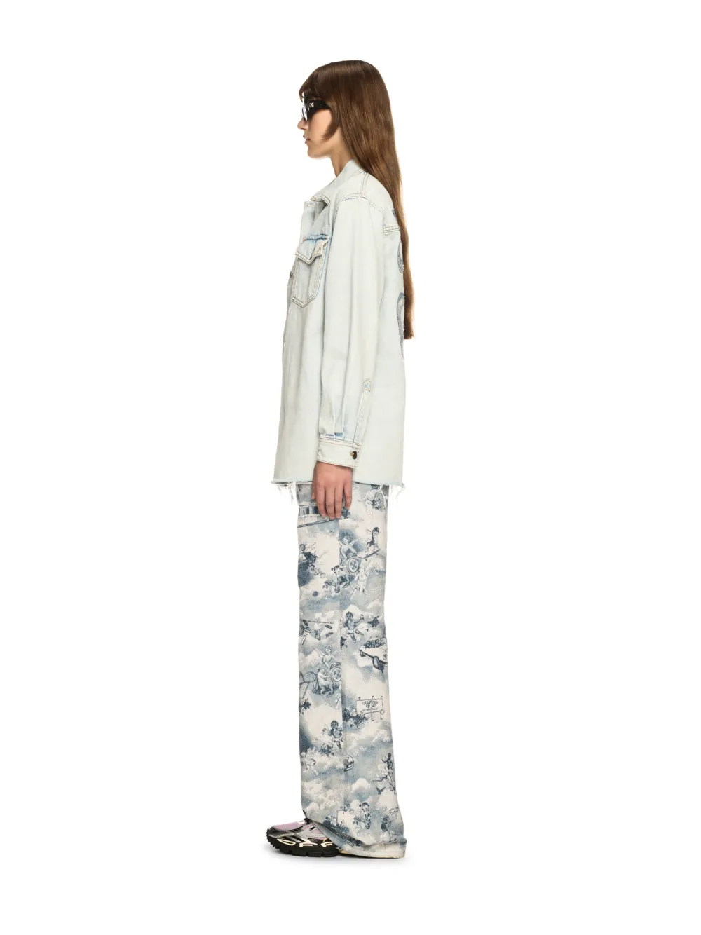 Weiße Denim Fresco Hemdjacke