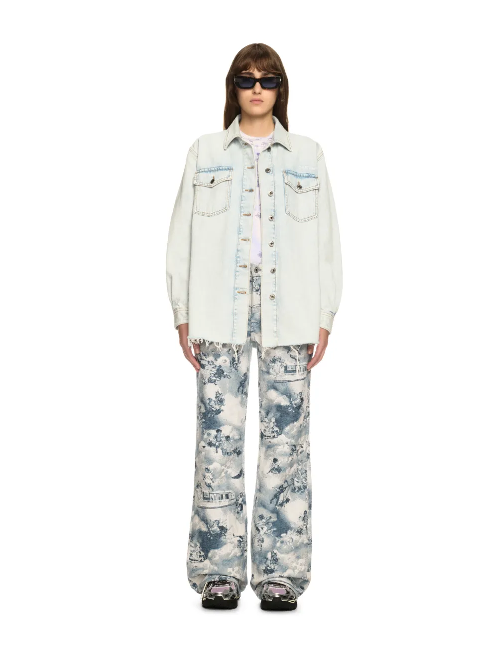 Weiße Denim Fresco Hemdjacke