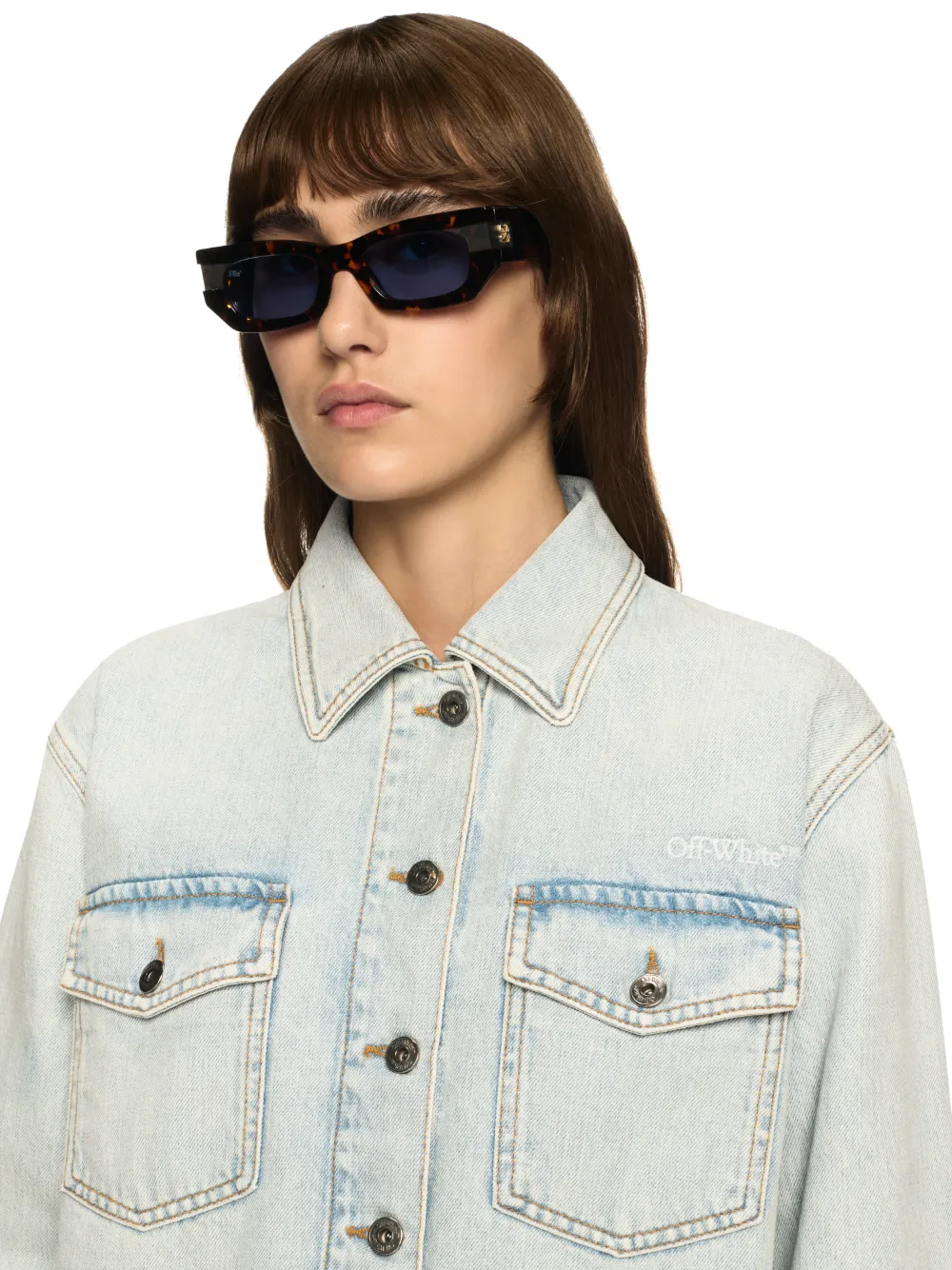 Weiße Denim Fresco Hemdjacke