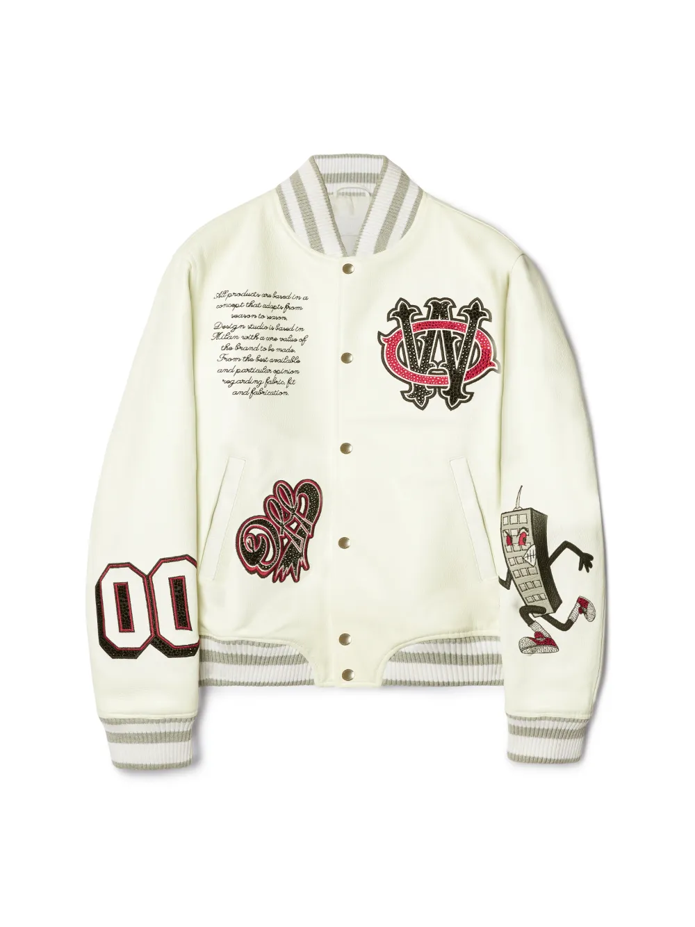 WEIßE LEDER KRISTALL COLLEGEJACKE