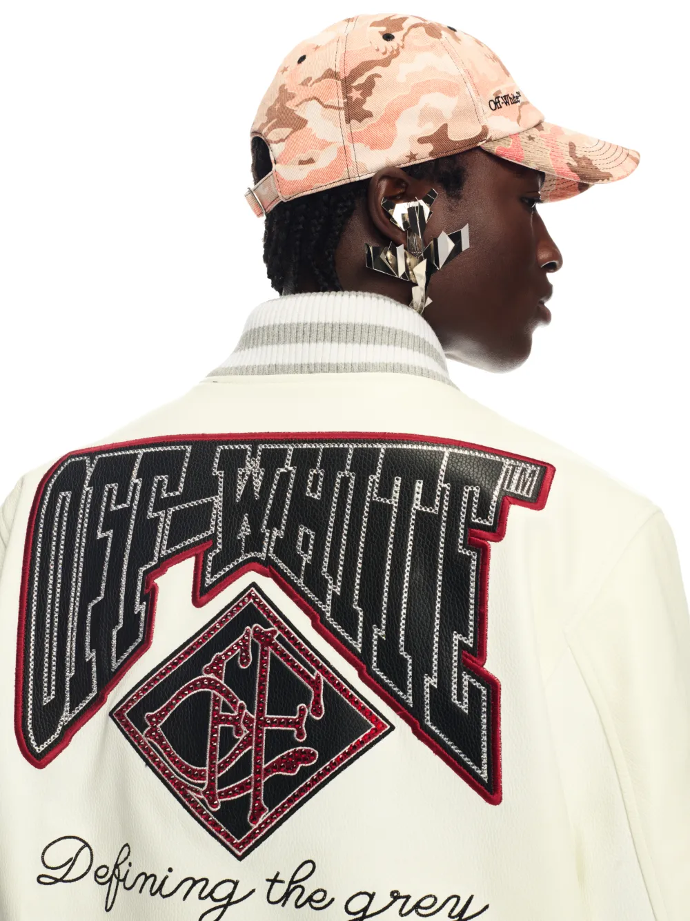 WEIßE LEDER KRISTALL COLLEGEJACKE