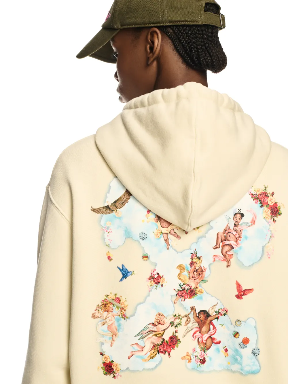 Weißer Hoodie mit Rosen