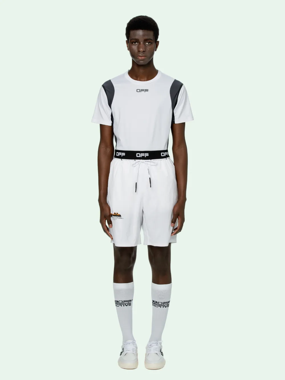 off white 'soccer shorts