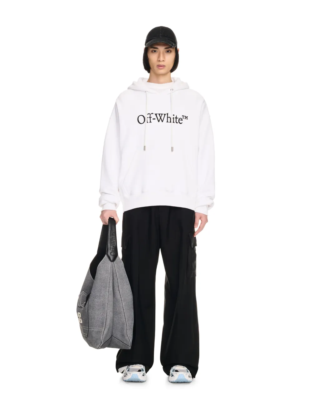 Off White Big Bookish Skate Cotton Hoodie White