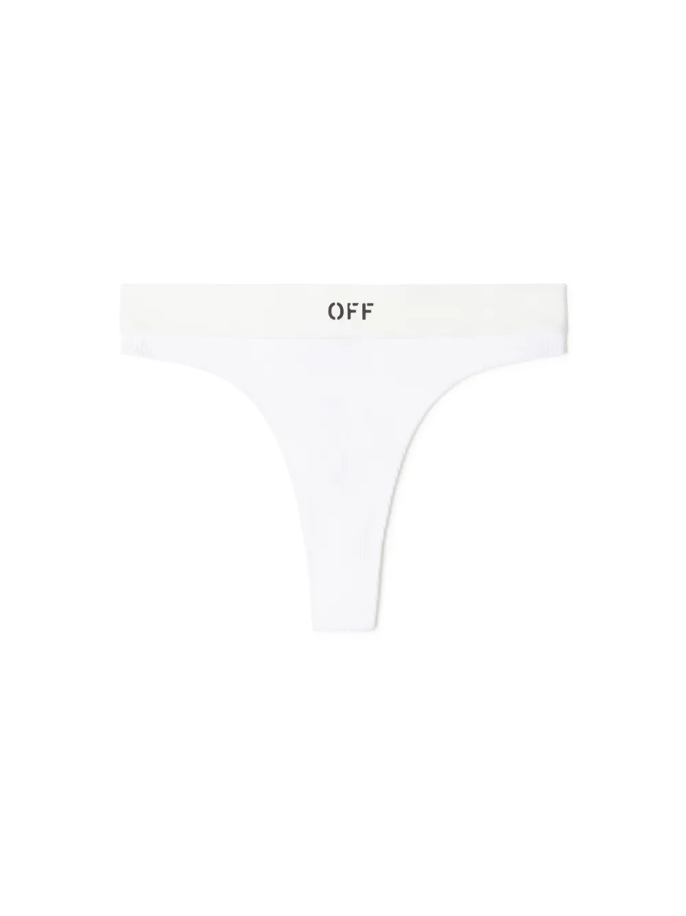 WHITE/BLACK OFF RIB THONG