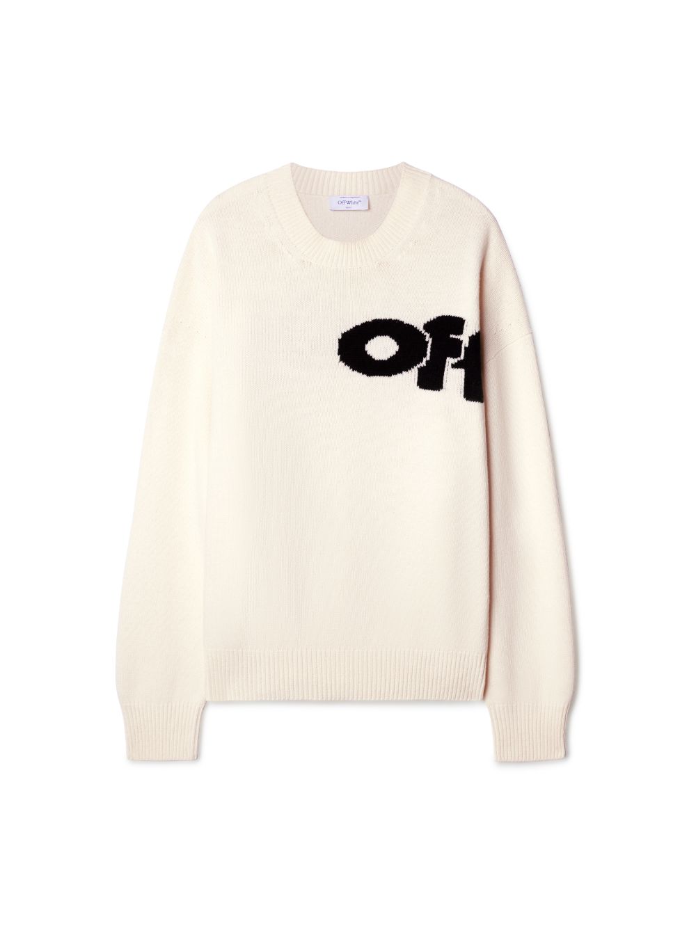 WHITE/BLACK SHARED LOGO KNIT CREWNECK in neutrals | Off-White™ Official US