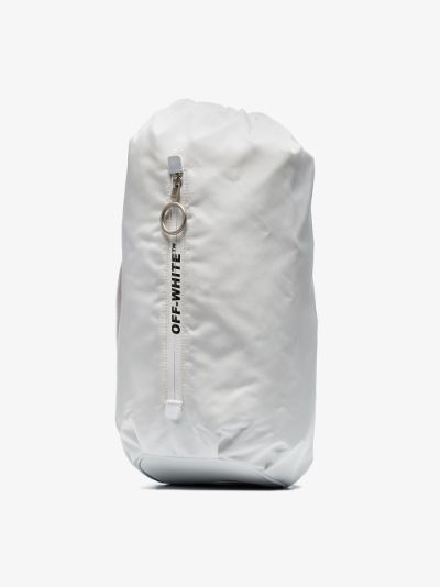 white canvas duffle bag