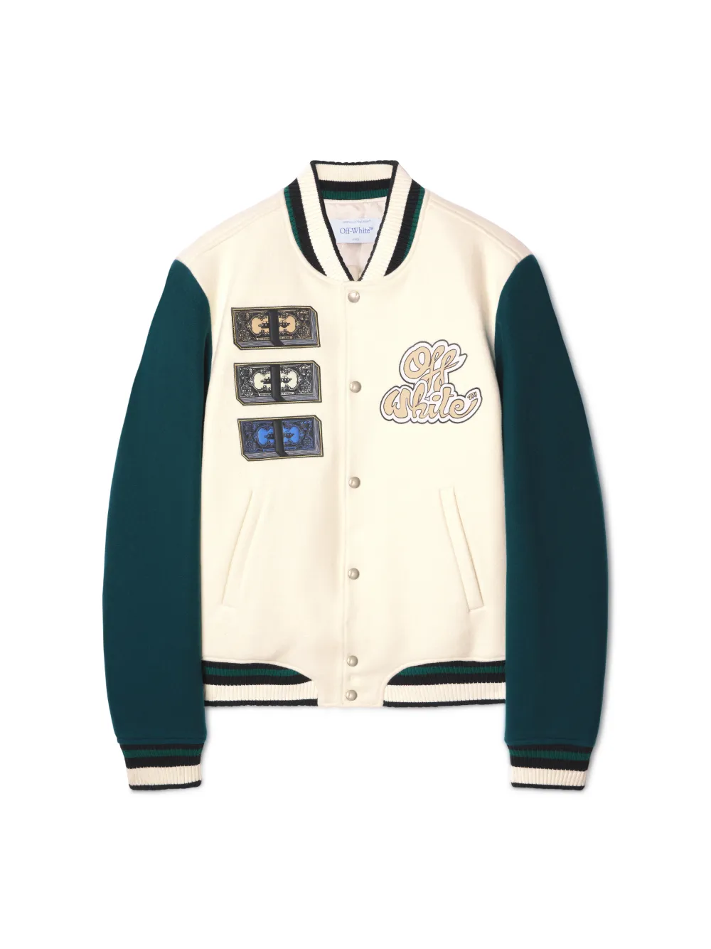WHITE CASH VARSITY JACKET