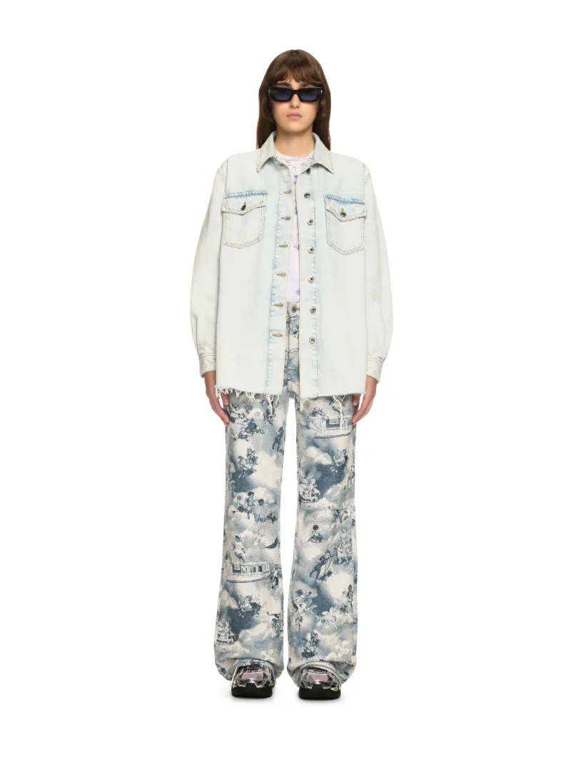 WHITE DENIM FRESCO ARROW SHIRT JACKET