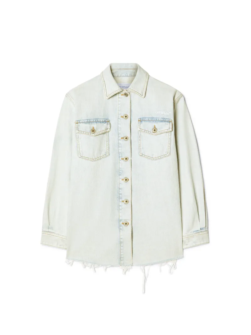 WHITE DENIM FRESCO ARROW SHIRT JACKET