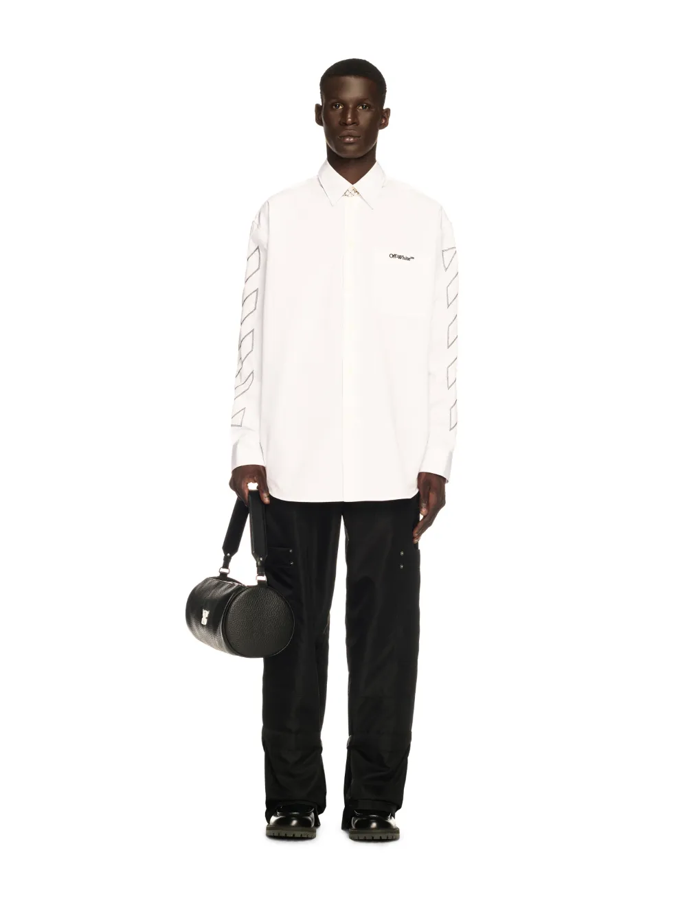 WHITE DIAGONAL OUTLINE OVERSHIRT in white Off White Official JP