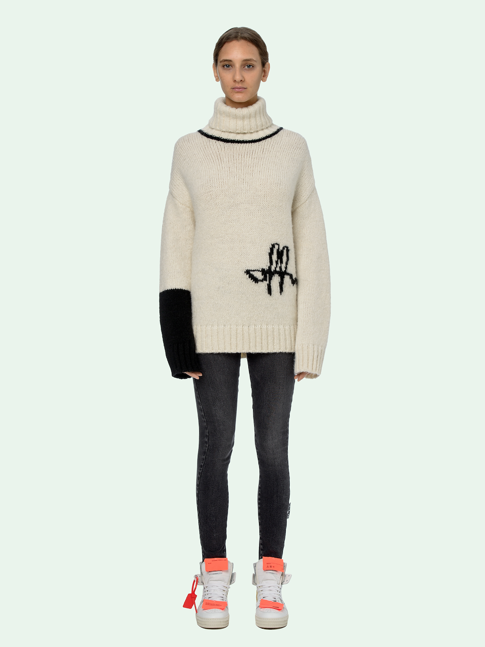 WHITE INTARSIA TURTLENECK secondary image