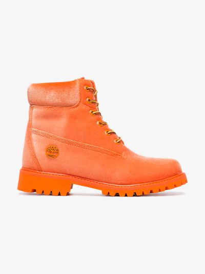 green and orange timbs