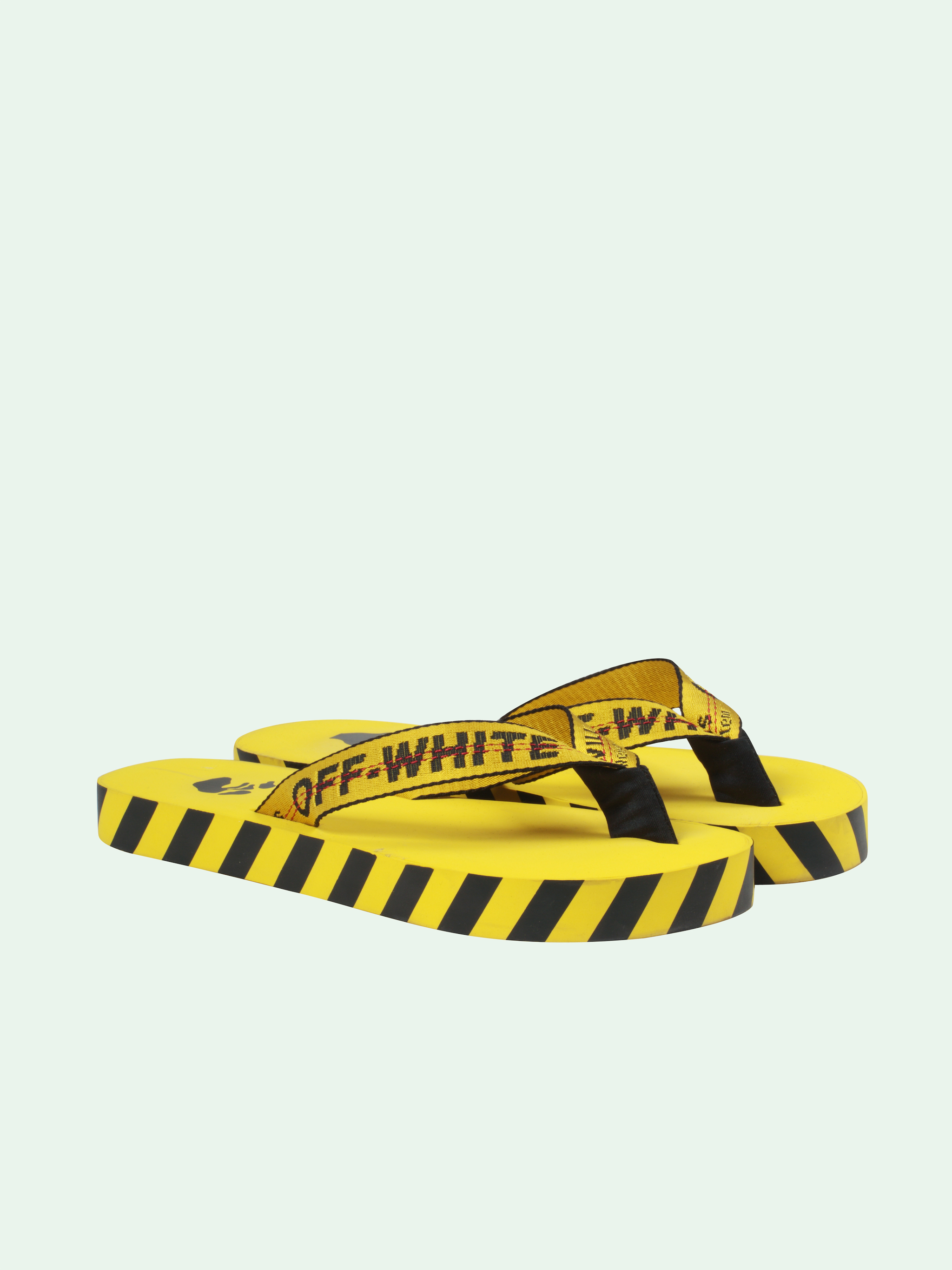 off white yellow stripe pants