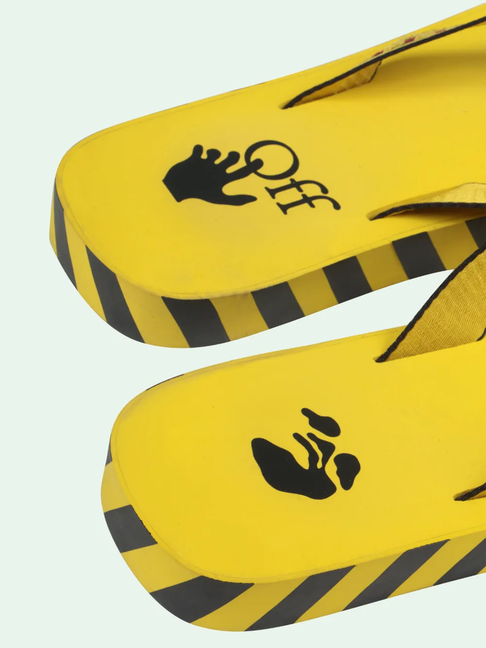 off white yellow flip flops